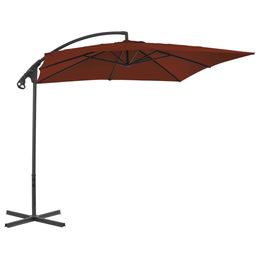 Vidaxl flytende parasol med stålstang 250x250 cm terrakotta -farget