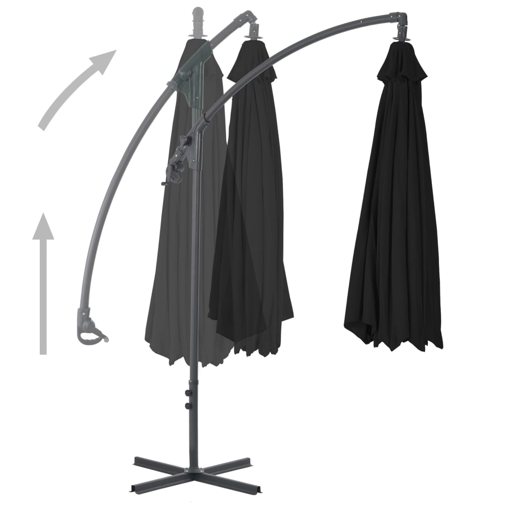 Vidaxl Flydende parasol med stålstang 250x250 cm sort