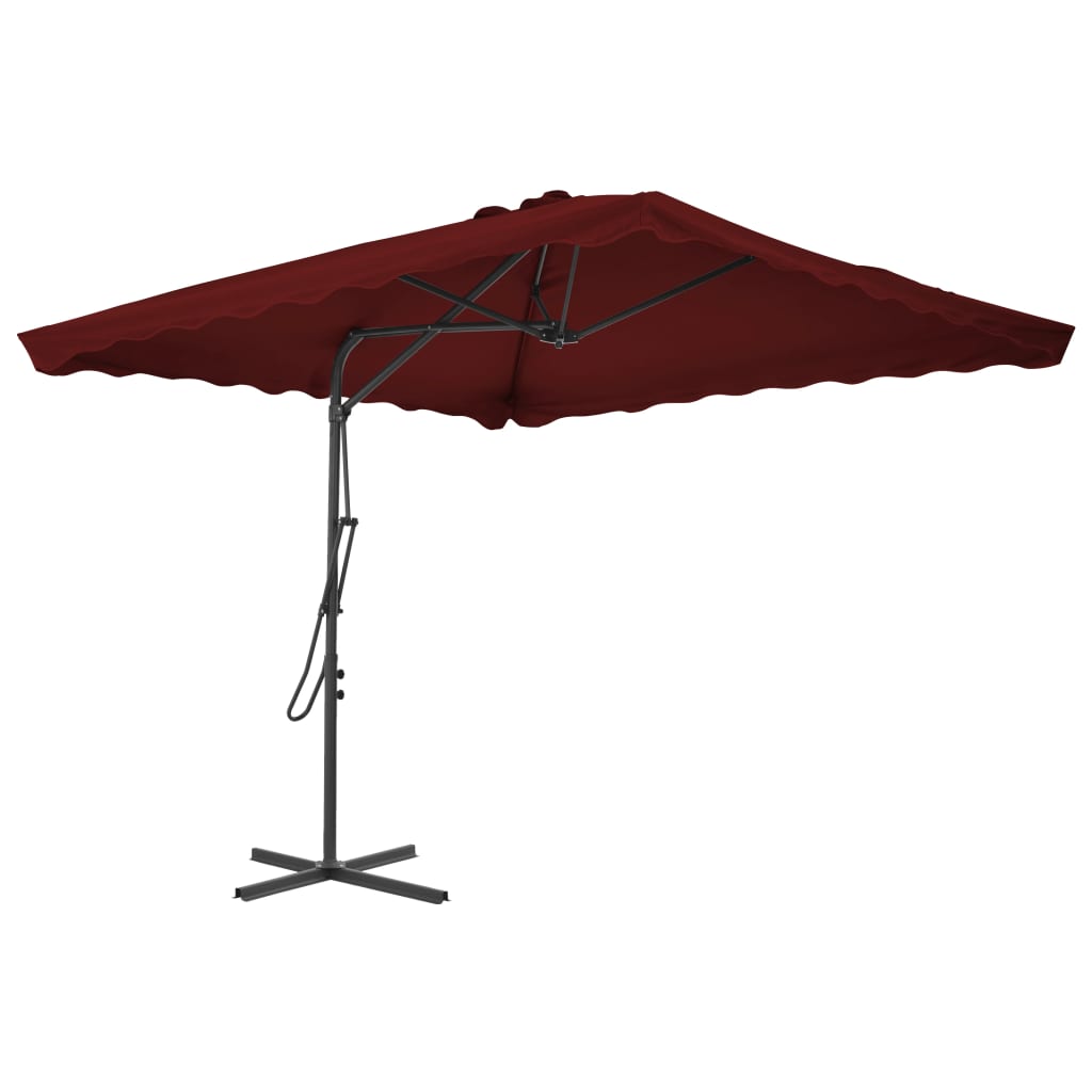 Vidaxl Parasol z jeklenim drogom 250x250x230 cm Bordeaux Red