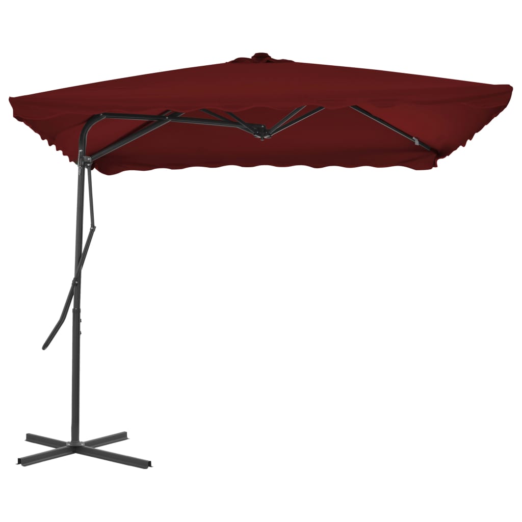 Vidaxl Parasol con polo in acciaio 250x250x230 cm bordeaux rosso