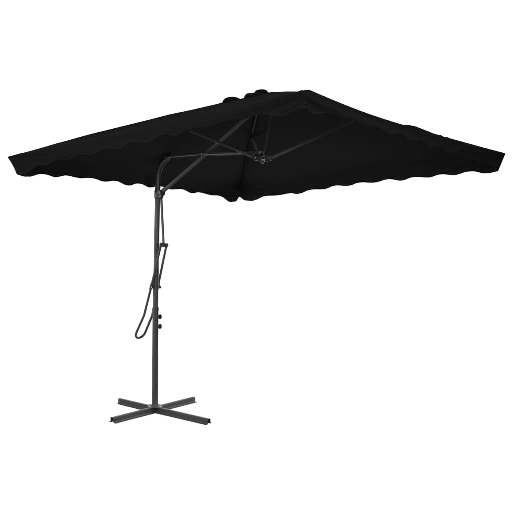 Vidaxl Parasol con polo in acciaio 250x250x230 cm nero