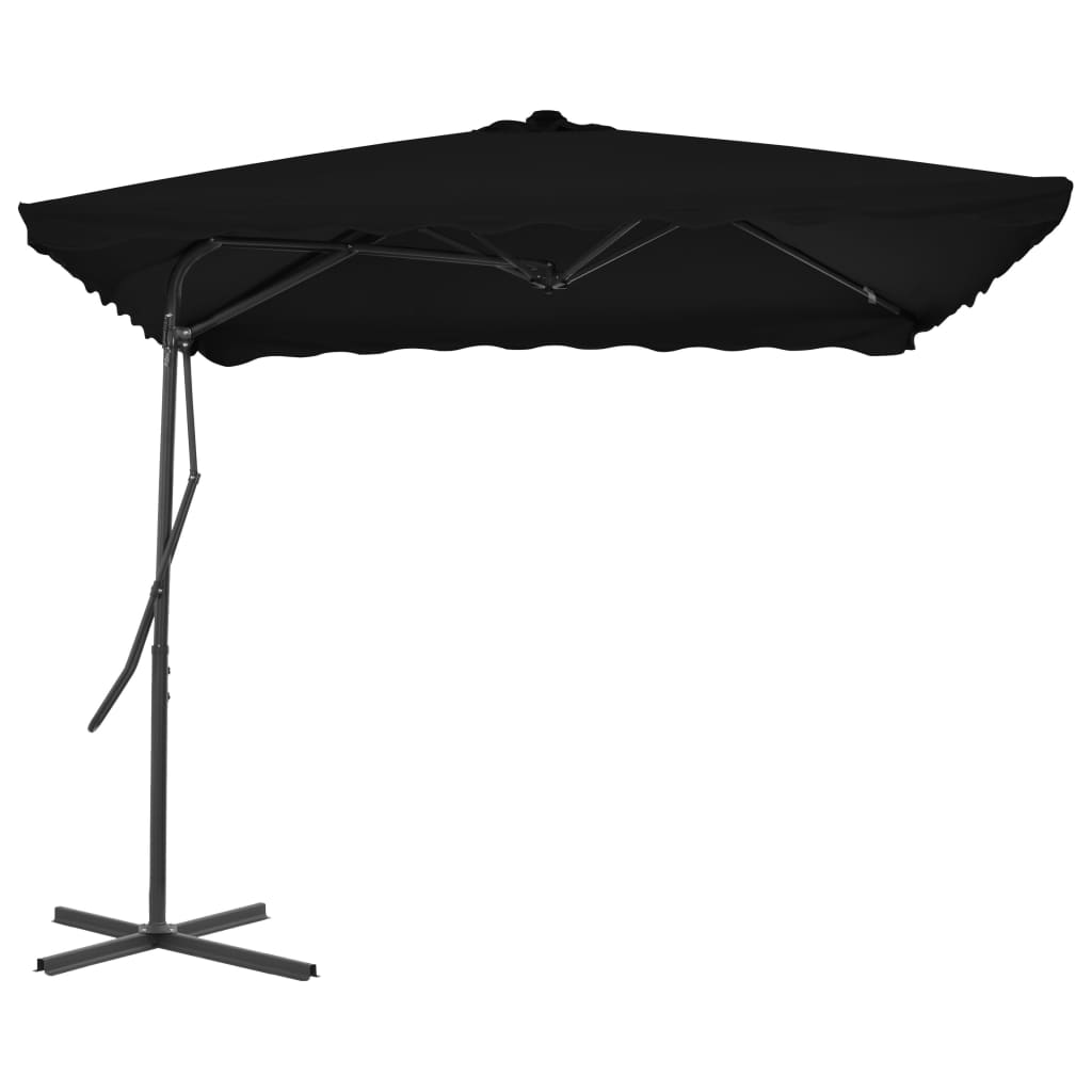 Vidaxl -parasol med stålstang 250x250x230 cm svart