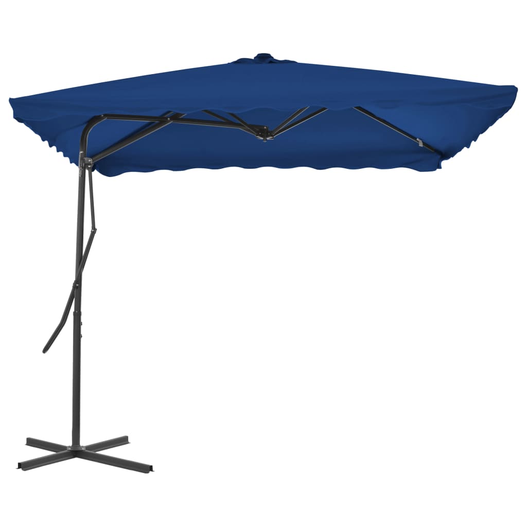 Vidaxl Parasol med stålstang 250x250x230 cm blå