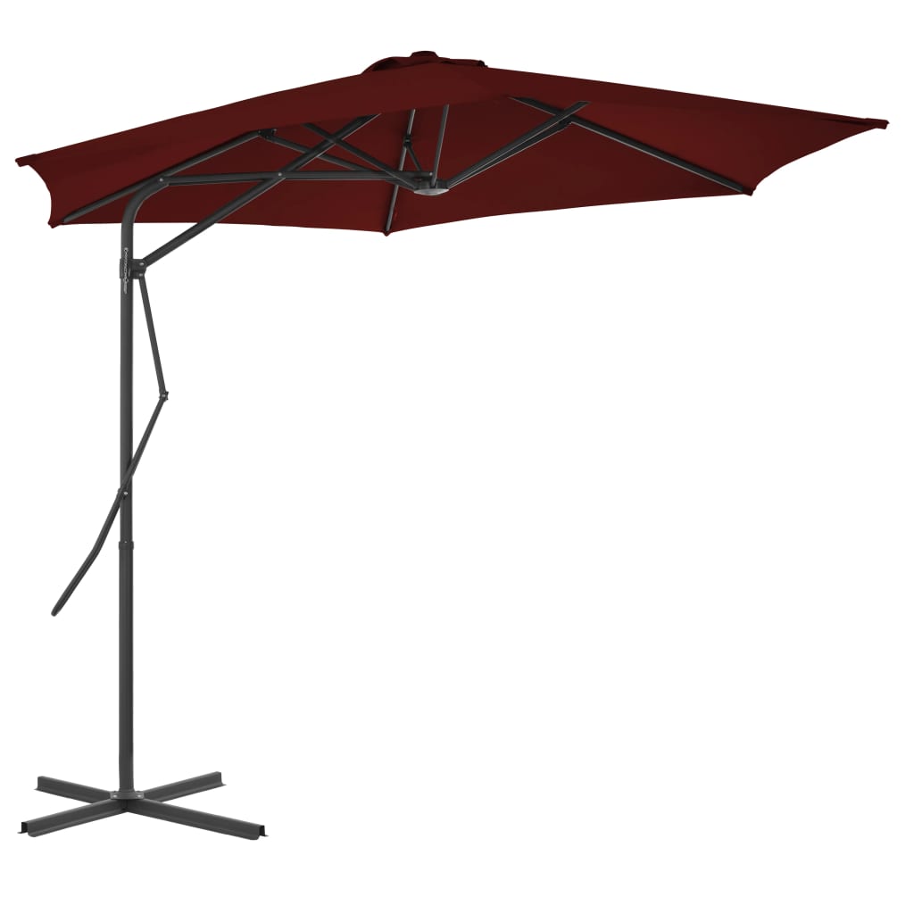 Vidaxl -parasol med stålstang 300x230 cm Bordeaux rød