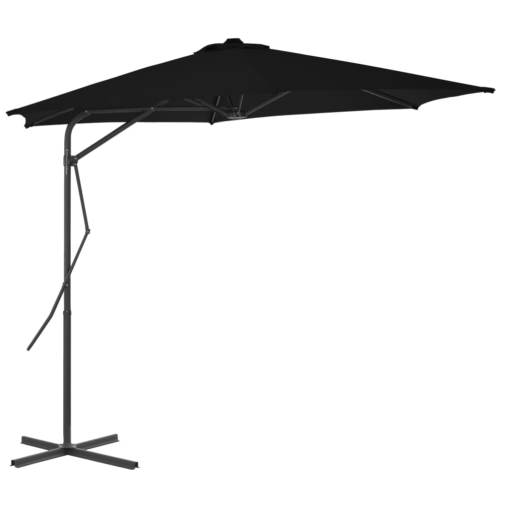 Vidaxl -parasol med stålstang 300x230 cm svart