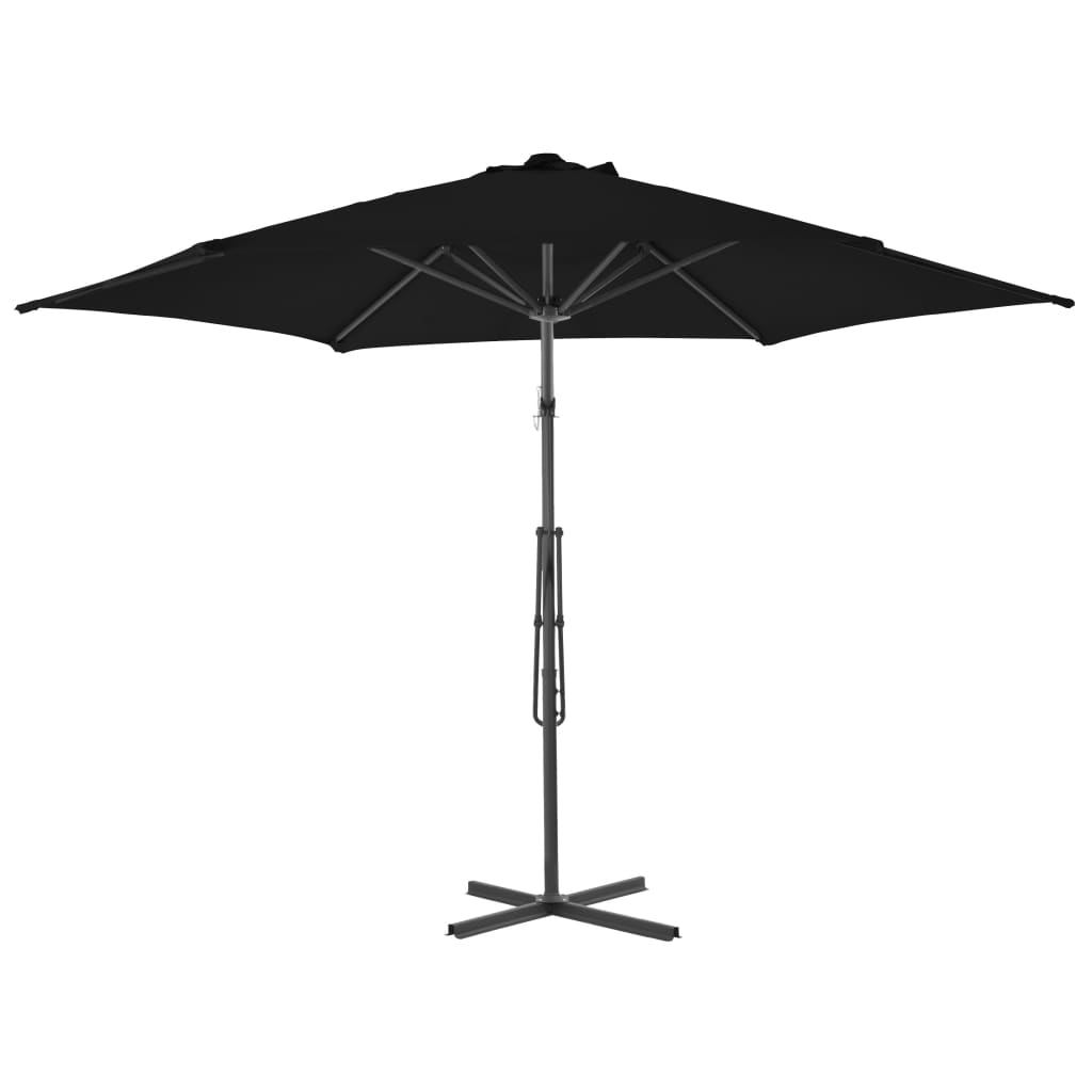 Vidaxl Parasol med stålstang 300x230 cm sort