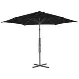 Vidaxl -parasol med stålstang 300x230 cm svart