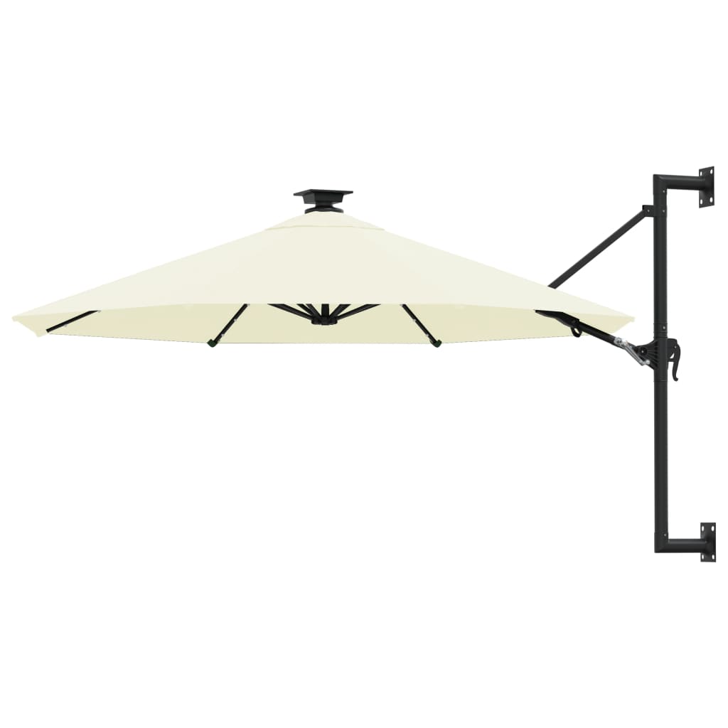 Vidaxl veggparasol med lysdioder 300 cm sand -farget