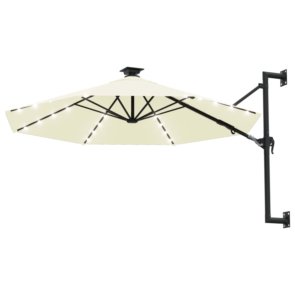 Parasol mural vidaxl avec LEDS 300 cm sable -colored
