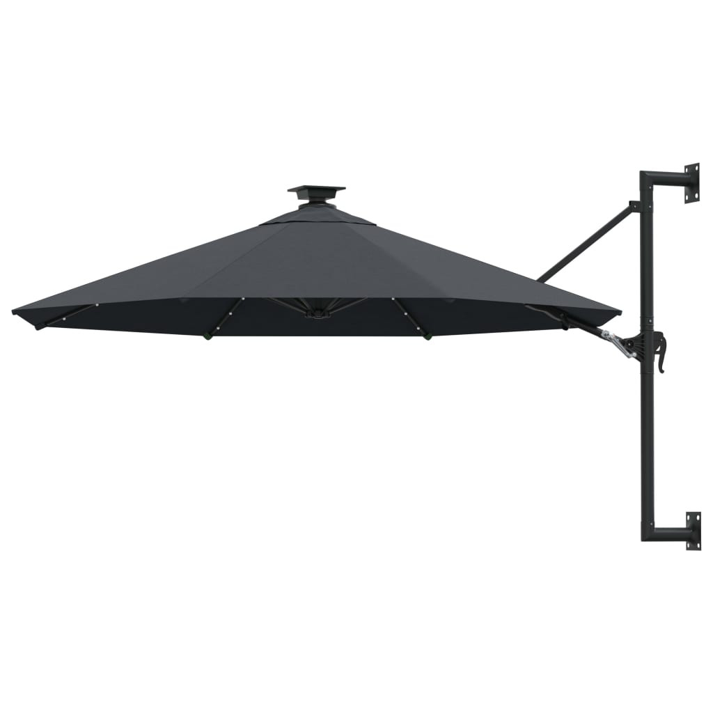 Vidaxl -Wandparasol mit LEDs 300 cm Anthrazit -gelenkt