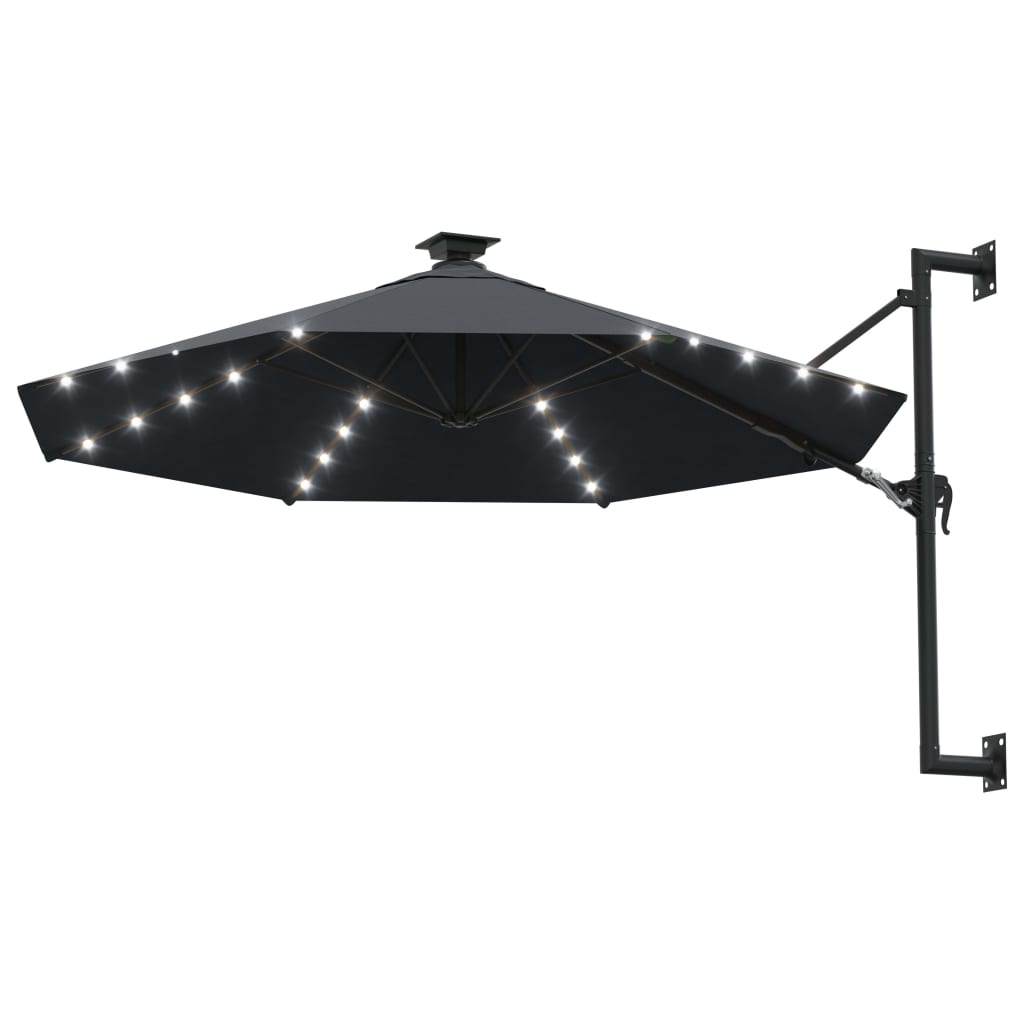 Parasol de pared Vidaxl con LED 300 cm de antracita