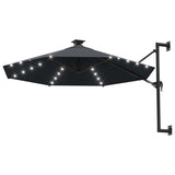 Vidaxl -Wandparasol mit LEDs 300 cm Anthrazit -gelenkt