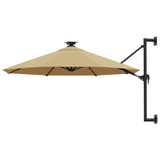 Vidaxl Wall Parasol s LED 300 cm taupe