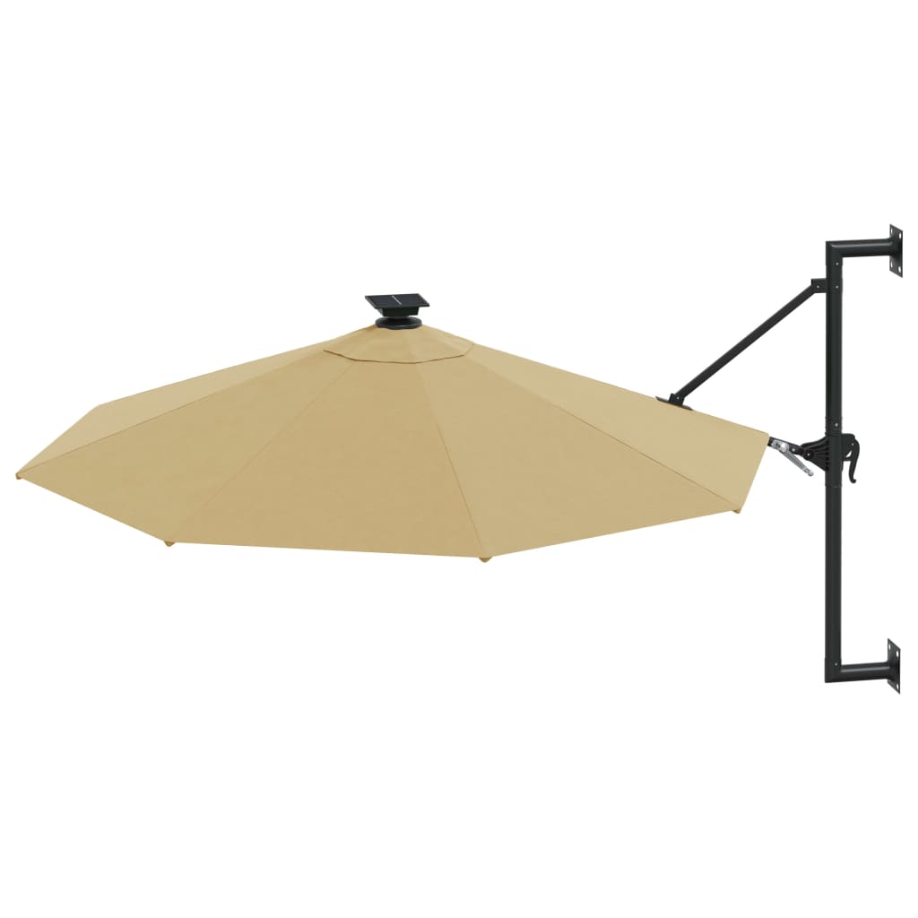 Vidaxl Wall parasol with LEDs 300 cm Taupe