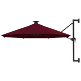 Vidaxl Wall Parasol med lysdioder 300 cm Bordeaux rød