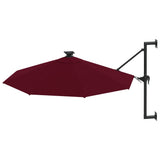 Vidaxl Wall Parasol z diodami LED 300 cm Bordeaux Red