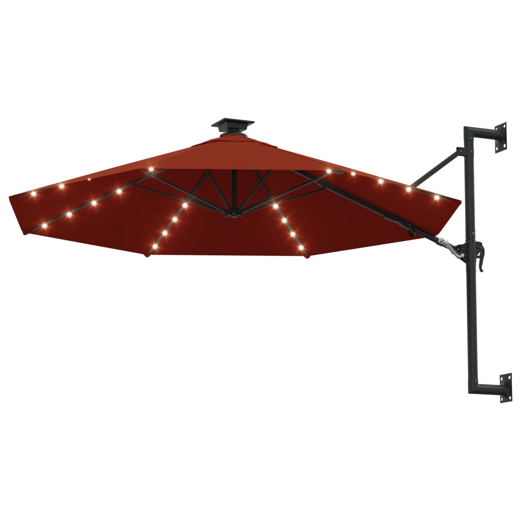 Vidaxl Wall Parasol con LED da 300 cm in terracotta