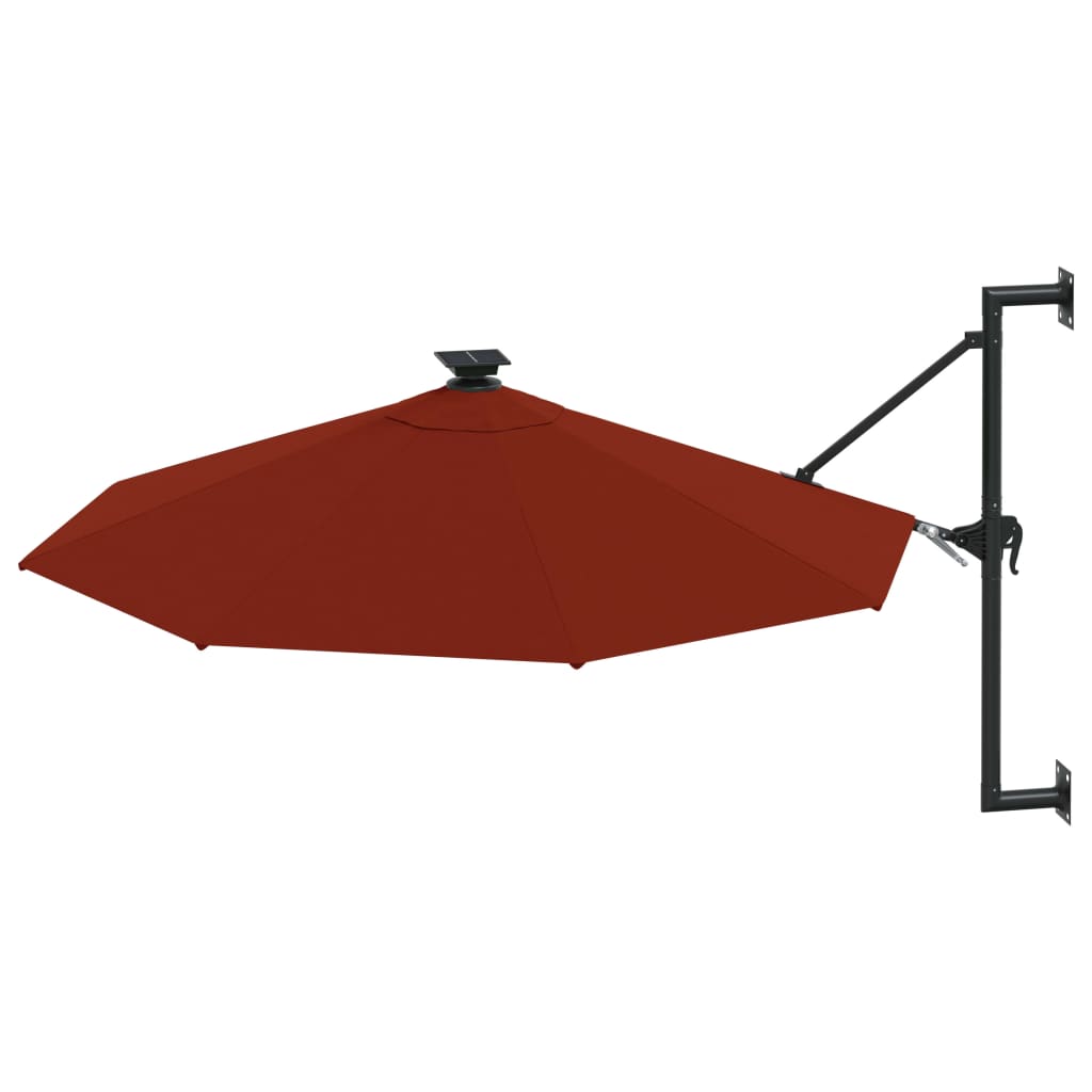 Vidaxl -Wandparasol mit LEDs 300 cm Terrakotta -ausgelöst