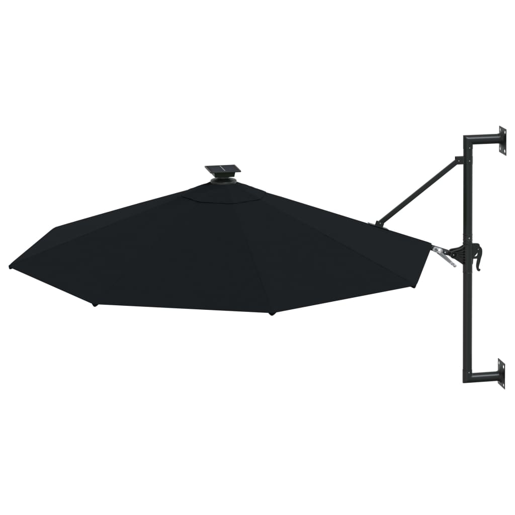 Vidaxl Wall Parasol z diodami LED 300 cm czarny