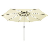 Vidaxl-parasol med LED-belysning 400 cm sandfarget