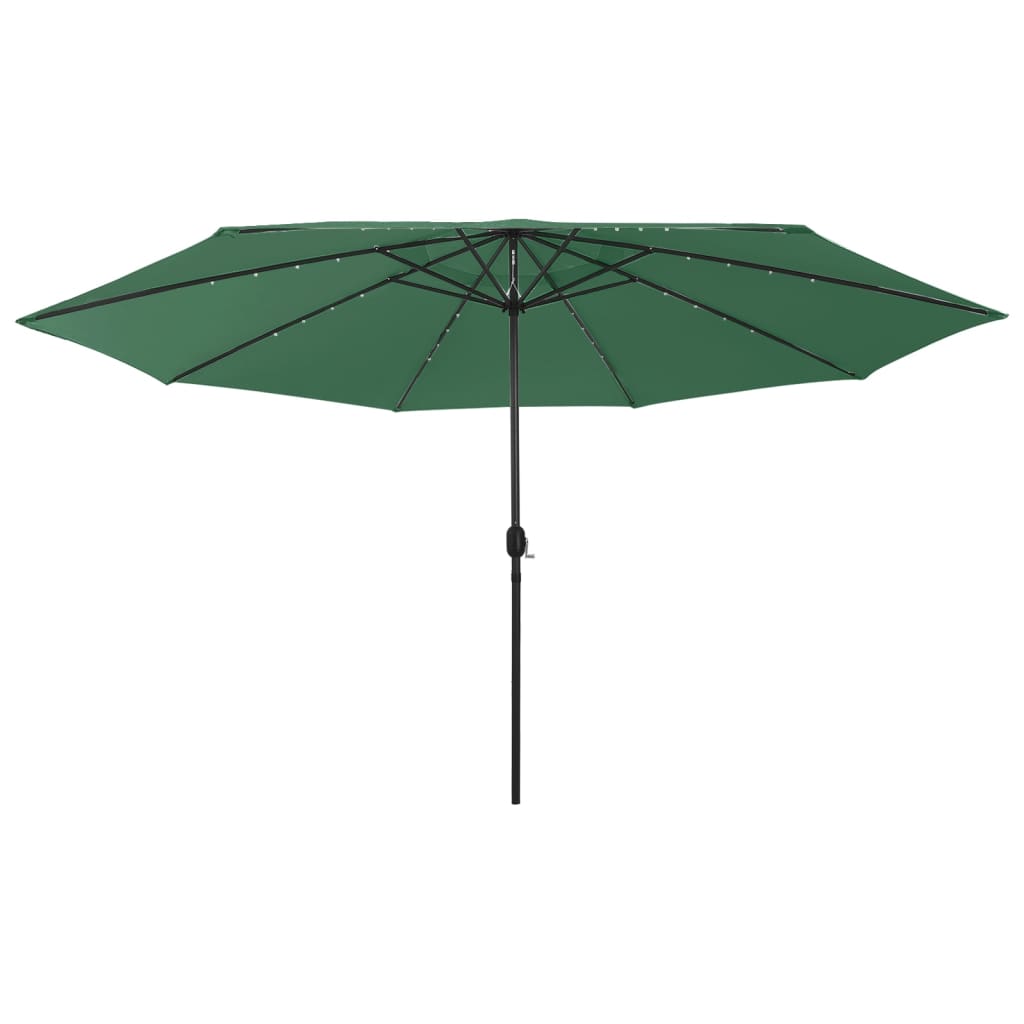 Vidaxl Parasol con illuminazione a LED e polo metallico 400 cm verde