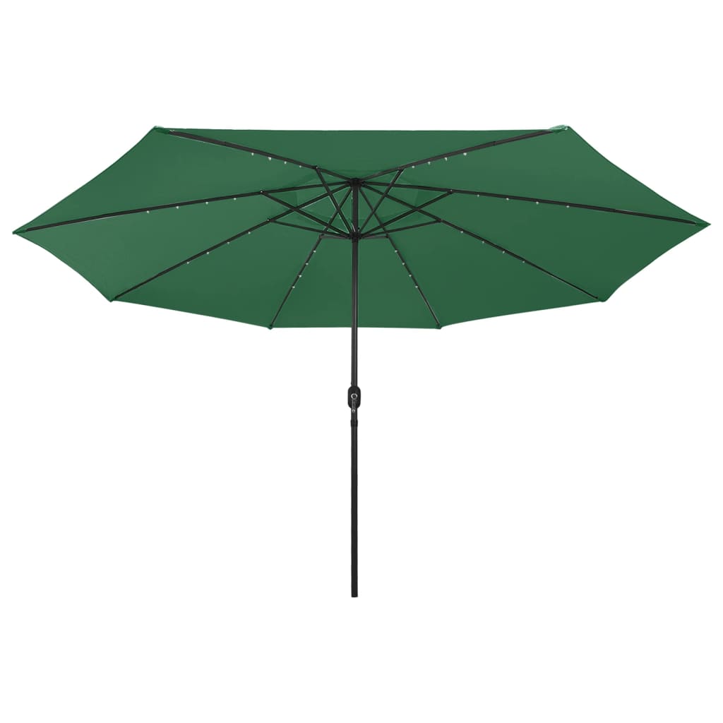 Parasol vidaxl avec éclairage LED et poteau métallique 400 cm vert