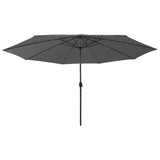 Vidaxl -parasol med LED -belysning Metalstang 400 cm Antracitfarve