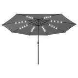 Vidaxl -parasol med LED -belysning Metalstang 400 cm Antracitfarve