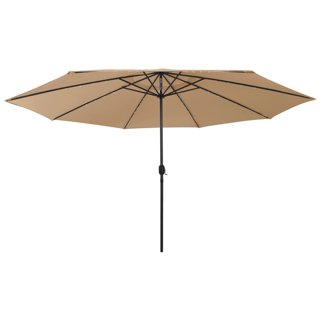 VidaXL Parasol met LED-verlichting en metalen paal 400 cm taupe