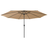 Vidaxl -parasol med LED -belysning og metalstang 400 cm taupe