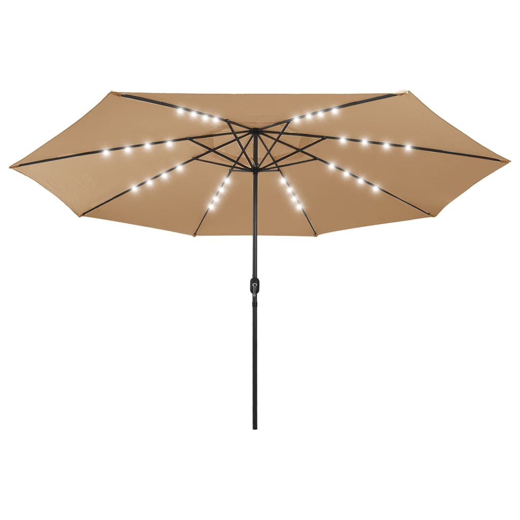 Vidaxl Parasol con illuminazione a LED e polo metallico 400 cm Taupe