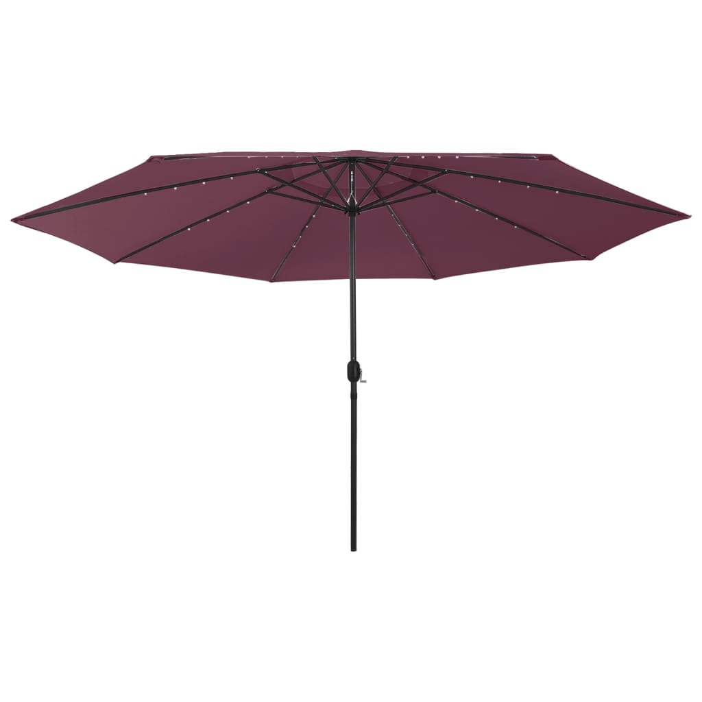 Parasol vidaxl avec éclairage LED et poteau métallique 400 cm Bordeaux rouge