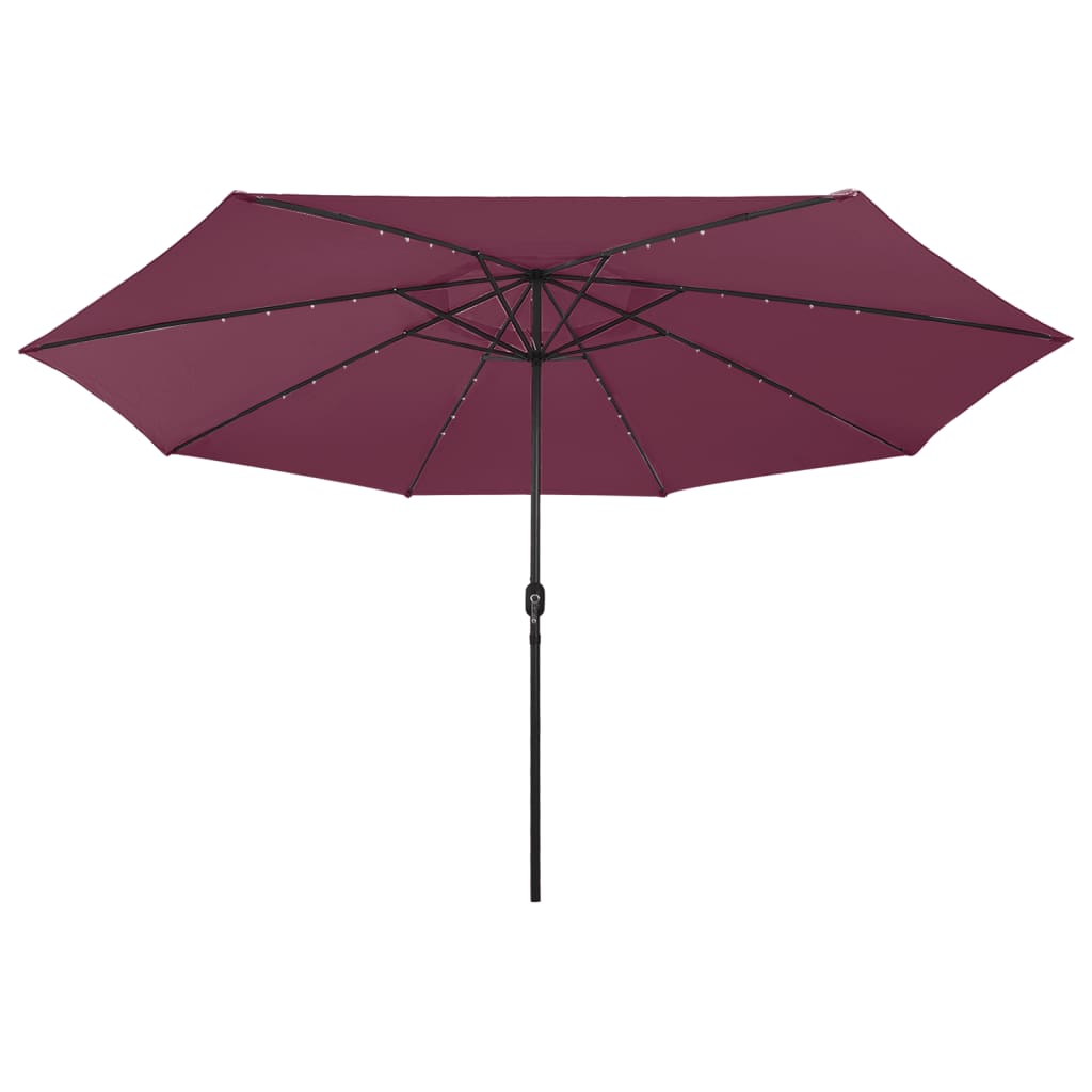 Parasol vidaxl avec éclairage LED et poteau métallique 400 cm Bordeaux rouge