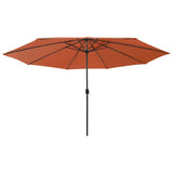 Vidaxl Parasol with LED lighting Metal pole 400 cm Terracotta color