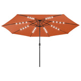 Vidaxl -parasol med LED -belysning metalstang 400 cm terracotta farve