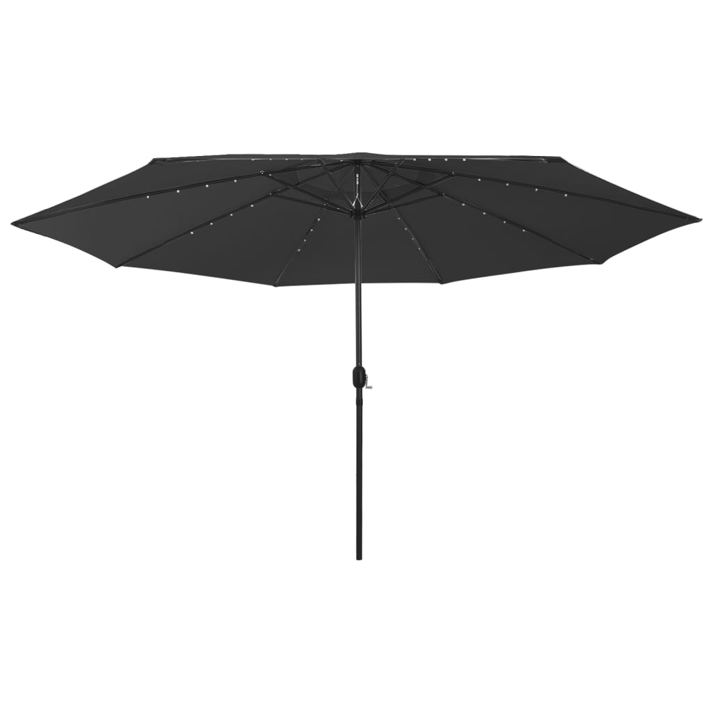 Vidaxl Parasol con iluminación LED y poste de metal de 400 cm negro