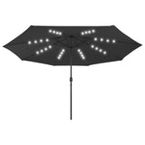 VidaXL Parasol met LED-verlichting en metalen paal 400 cm zwart