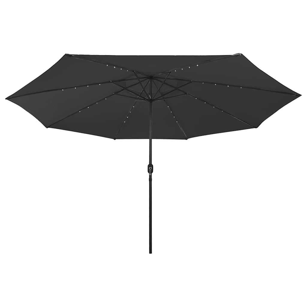 Parasol vidaxl avec éclairage LED et poteau métallique 400 cm noir