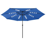 Parasol vidaxl avec éclairage LED et poteau métallique 400 cm bleu azure