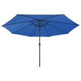 Parasol vidaxl avec éclairage LED et poteau métallique 400 cm bleu azure