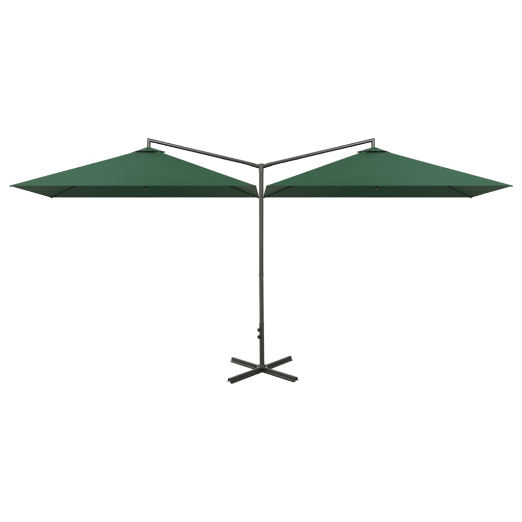 Vidaxl Parasol Double con polo in acciaio 600x300 cm verde