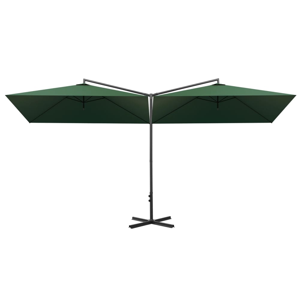 Vidaxl Parasol Double con polo in acciaio 600x300 cm verde