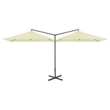 Vidaxl parasol double avec poteau en acier 600x300 cm sable -colored