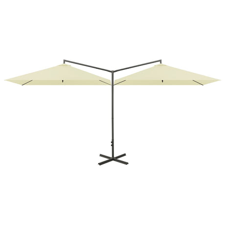 Vidaxl parasol double avec poteau en acier 600x300 cm sable -colored