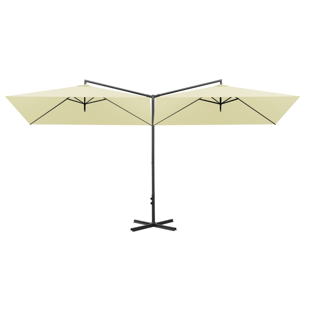 Vidaxl Parasol dvojnásobek s ocelovým pólem 600x300 cm písek -