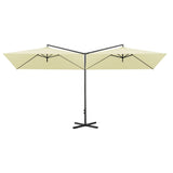 VidaXL parasol double with steel pole 600x300 cm sand -colored