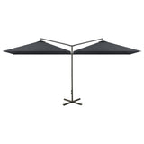Vidaxl parasol double avec poteau en acier 600x300 cm anthracite -colored