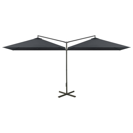Vidaxl parasol double avec poteau en acier 600x300 cm anthracite -colored