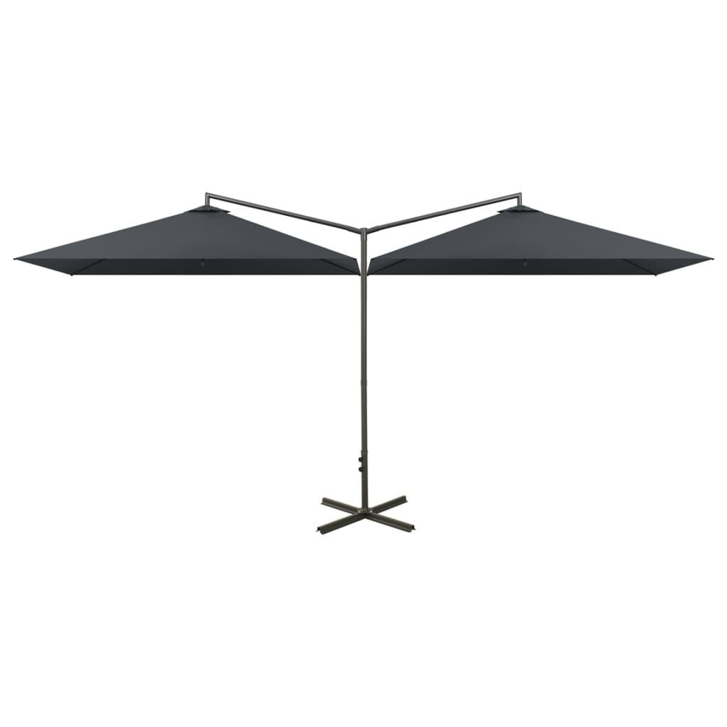 Vidaxl Parasol Double mit Stahlpol 600x300 cm Anthrazit -gelöscht