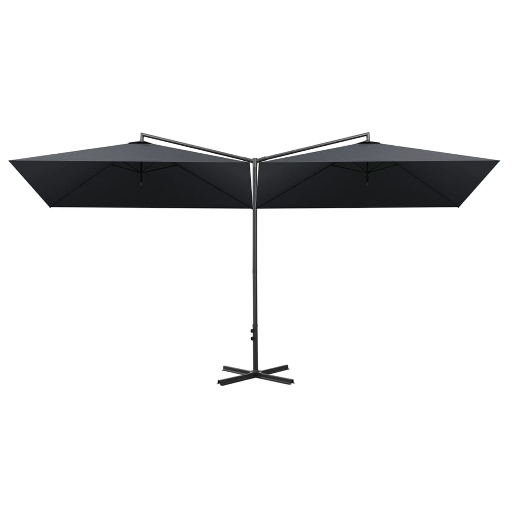 Vidaxl Parasol Double s ocelovým pólem 600x300 cm antracite -colored